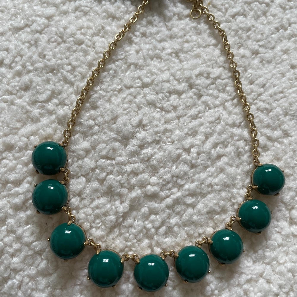 J Crew Green Bauble Statement Necklace